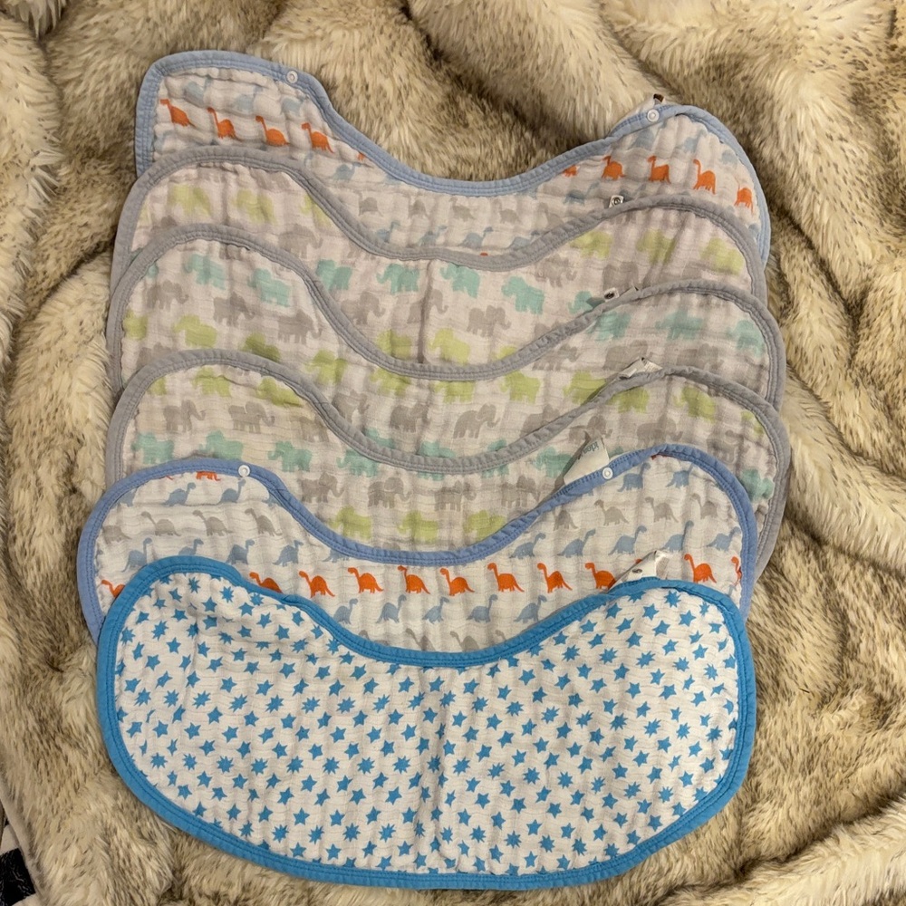 6x Muslin Burp Clothe/Bibs